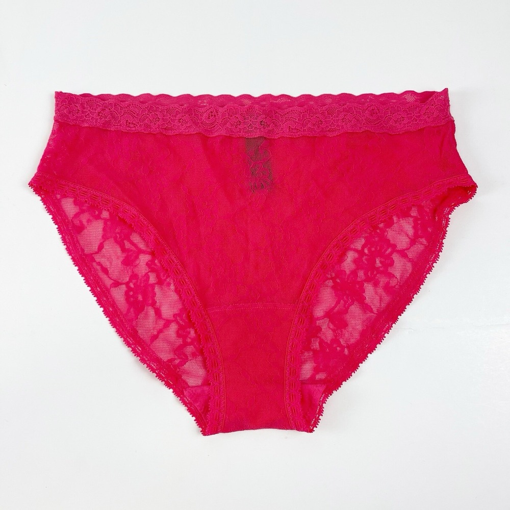 Natori Bliss Allure Lace Girl Briefs Underwear Pink One Size NWOT